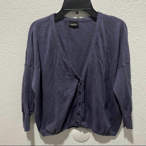 Rue21 Blueberry Lightweight Cropped Button Up Cardigan Sweater - Picture 3 of 10
